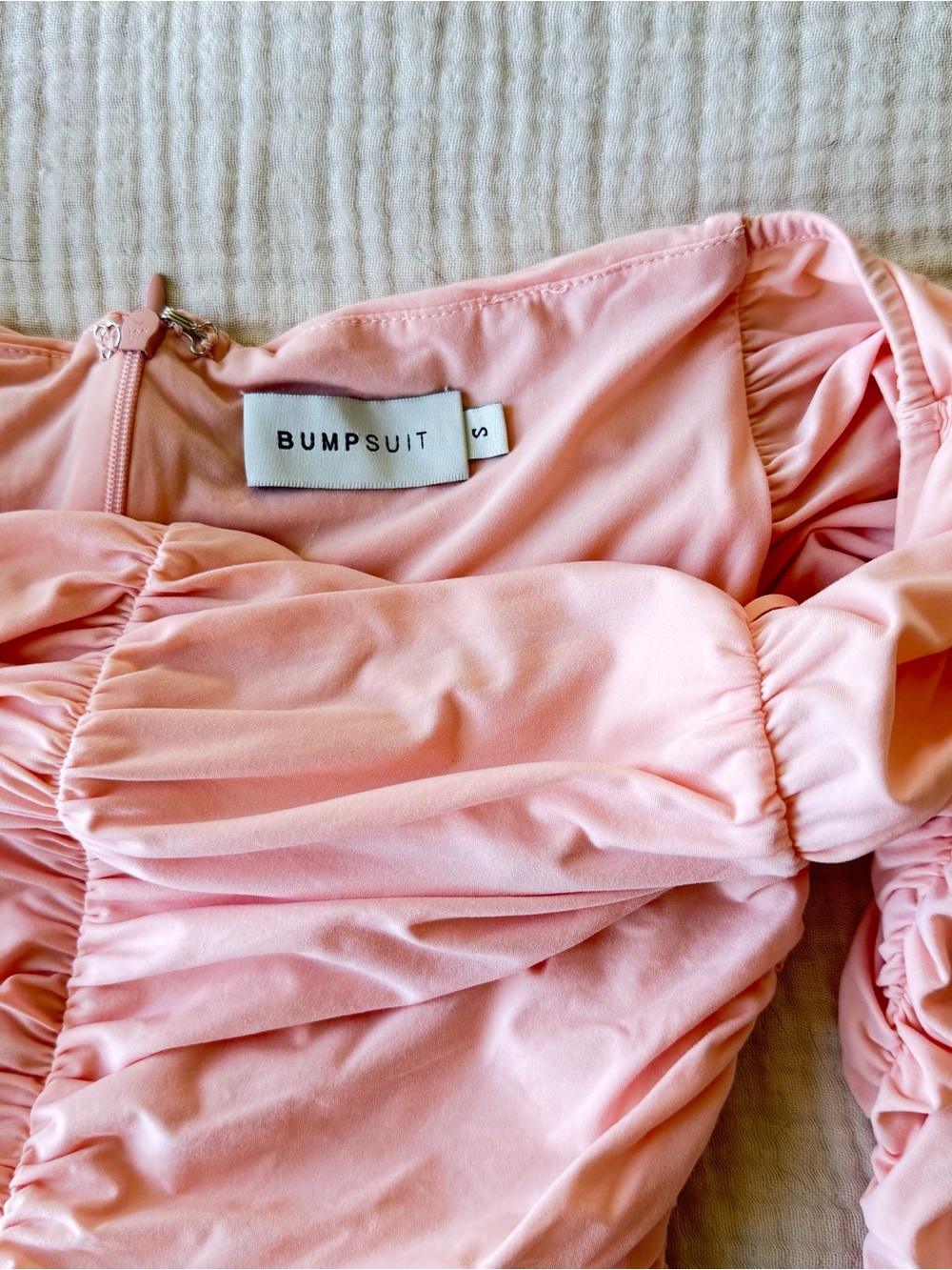 Bumpsuit Airbrush Off The Shoulder Maxi Dress in Dusty Pink - Picture 5 of 8